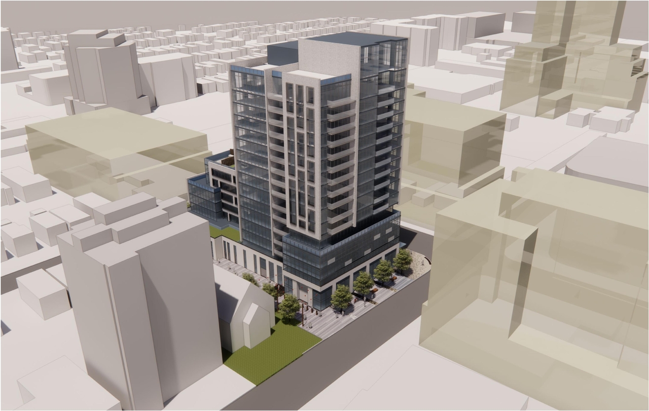 Rendering of building from page 26 of the file '2022-12-14 - Design Brief - D07-12-22-0105'