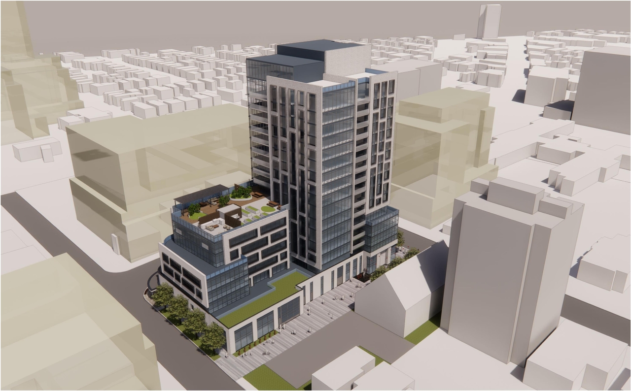 Rendering of building from page 27 of the file '2022-12-14 - Design Brief - D07-12-22-0105'