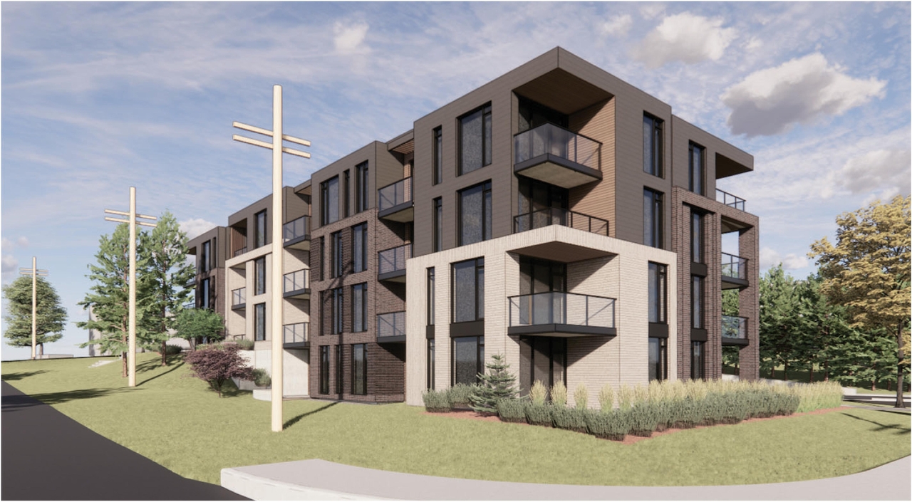 Rendering of building from page 3 of the file '25-07-22 - Design Brief - D07-12-22-0114'