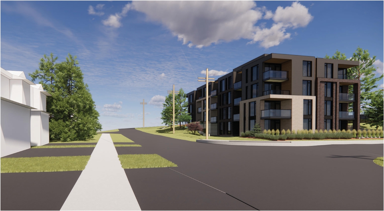Rendering of building from page 4 of the file '25-07-22 - Design Brief - D07-12-22-0114'