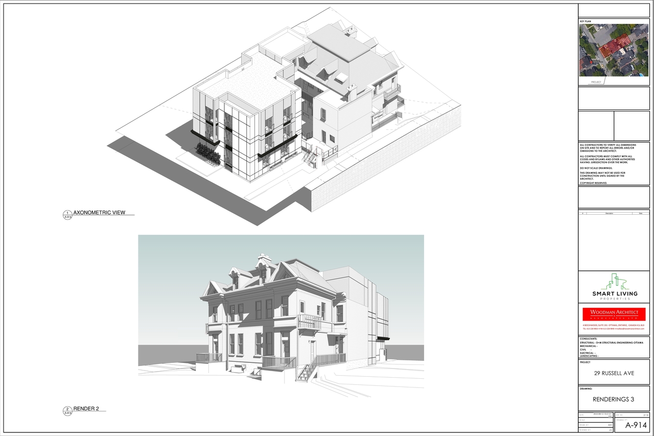 Rendering of building from page 8 of the file '2022-08-15 - Floor & Elevations & Rendering Plans - D07-12-22-0115'