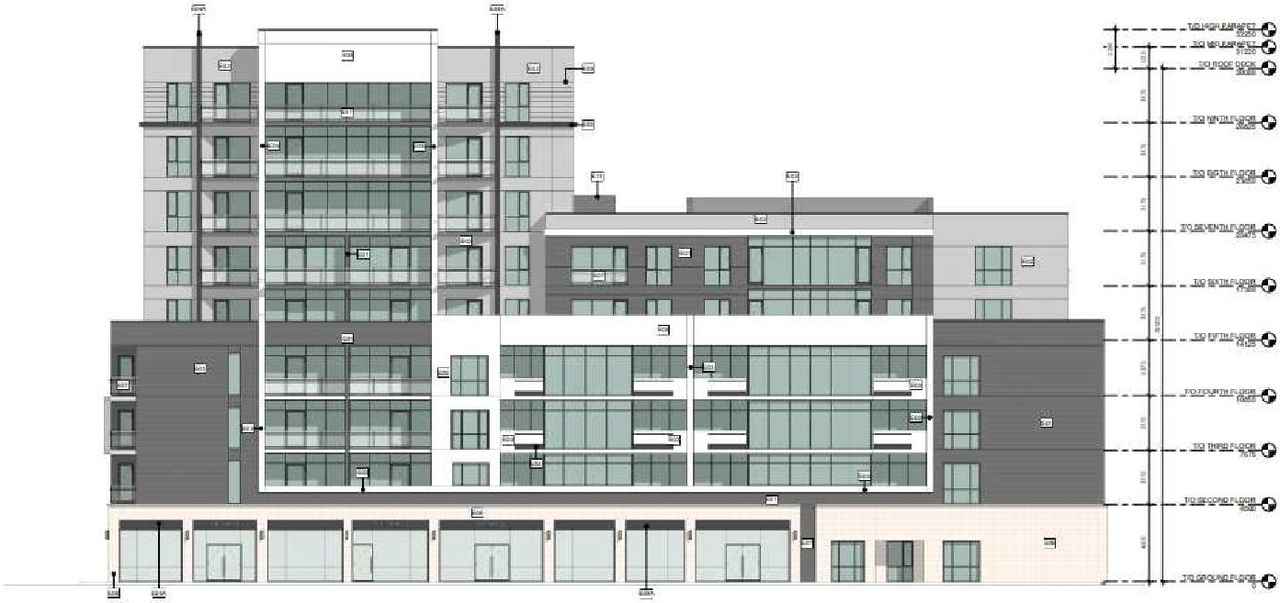 Rendering of building from page 11 of the file '2022-08-16 - Design Brief - D07-12-22-01221'