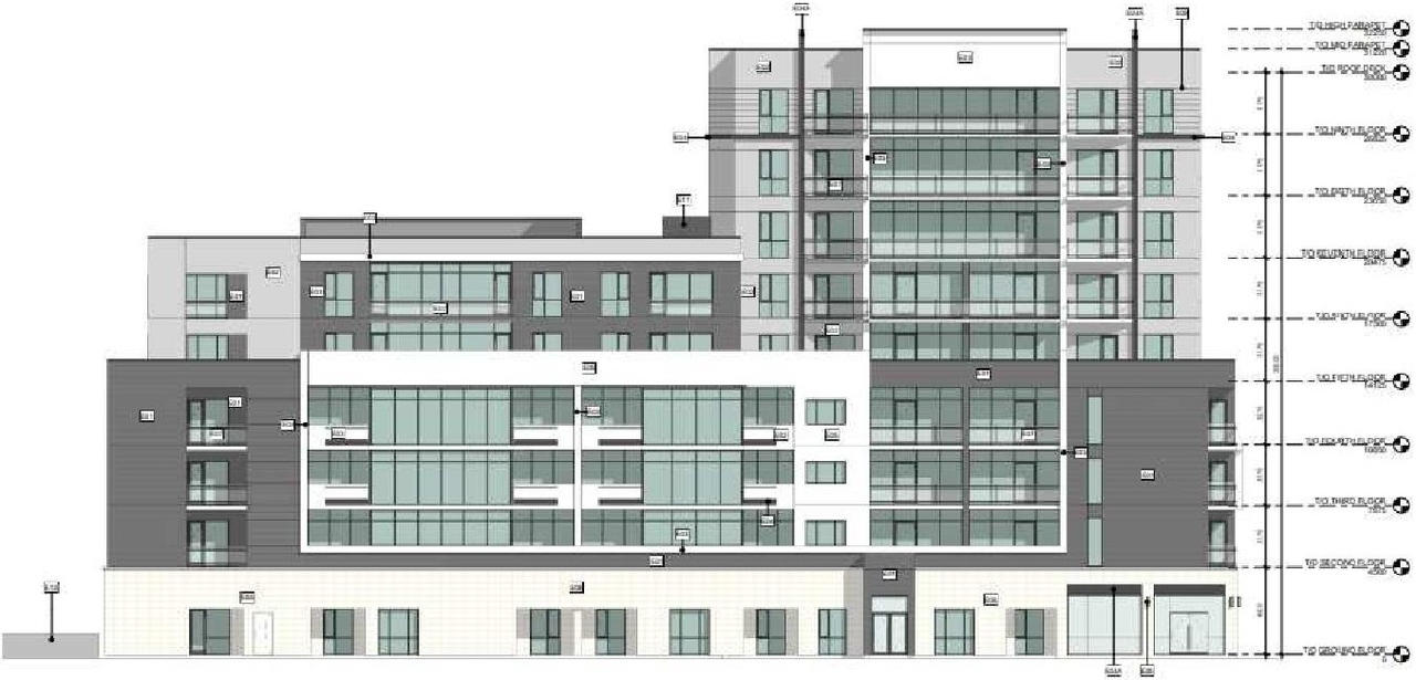 Rendering of building from page 12 of the file '2022-08-16 - Design Brief - D07-12-22-01221'