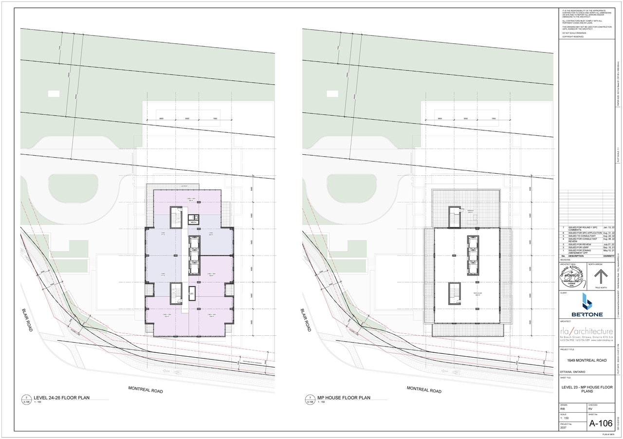 Construction site plan for project from page 7 of the file '2023-04-14 - Floor, Sun, Elevation, Views Plans - D07-12-22-0132'