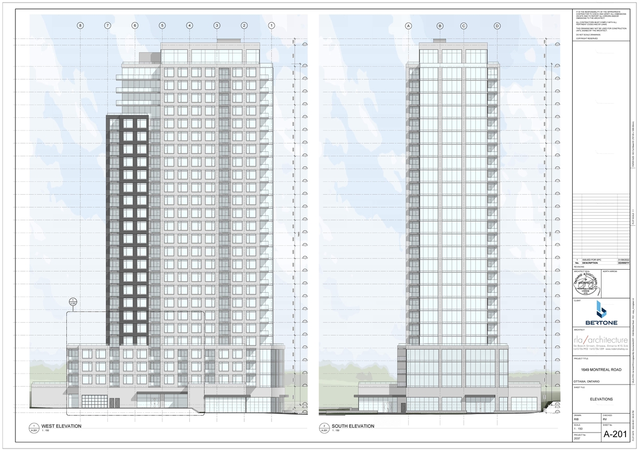 Rendering of building from page 8 of the file '2022-09-01 - Floor & Elevations & View Plans - D07-12-22-0132'