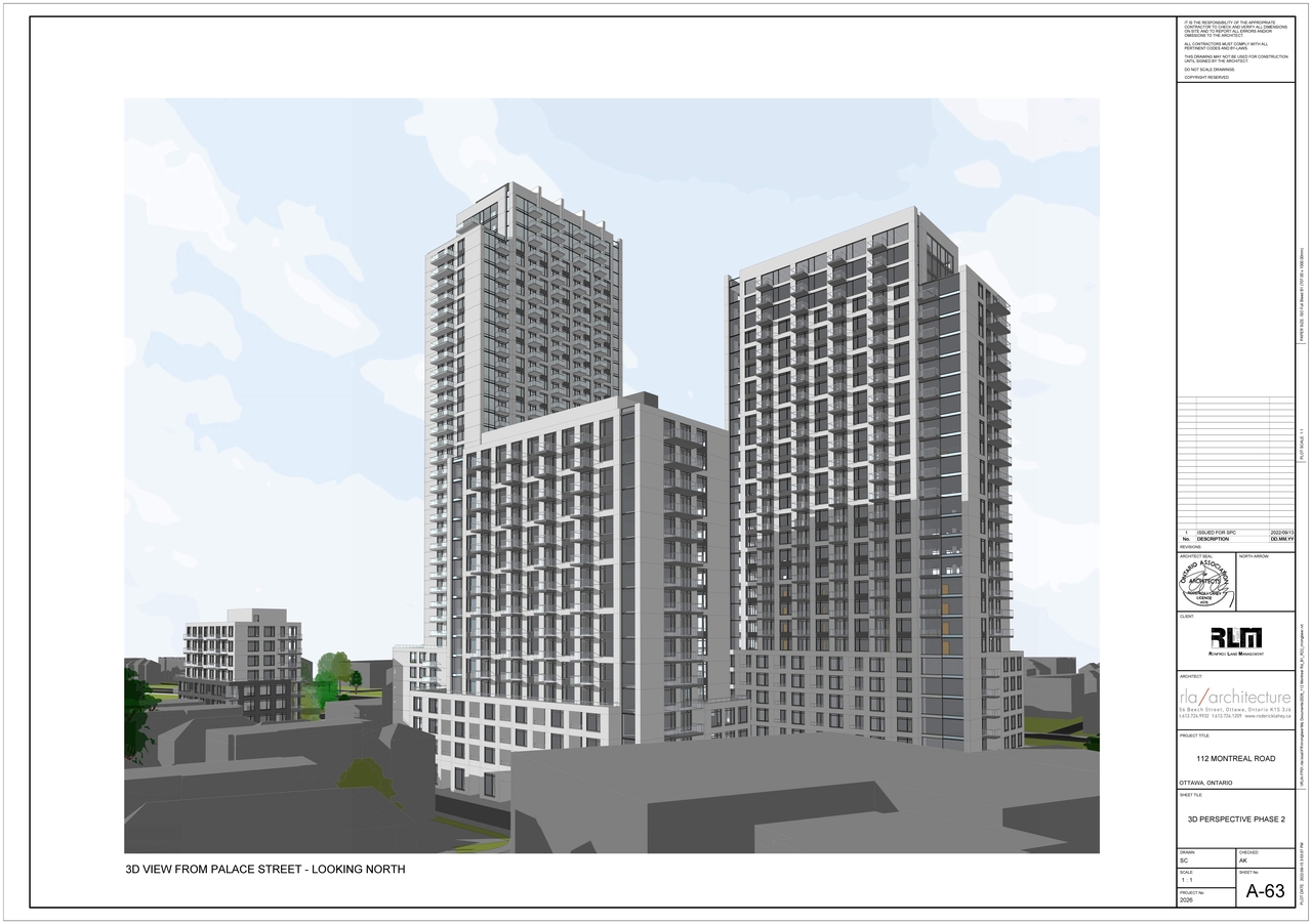Rendering of building from page 5 of the file '2022-09-19 - Perspectives - Phase 1 and 2 - D07-12-22-0138'