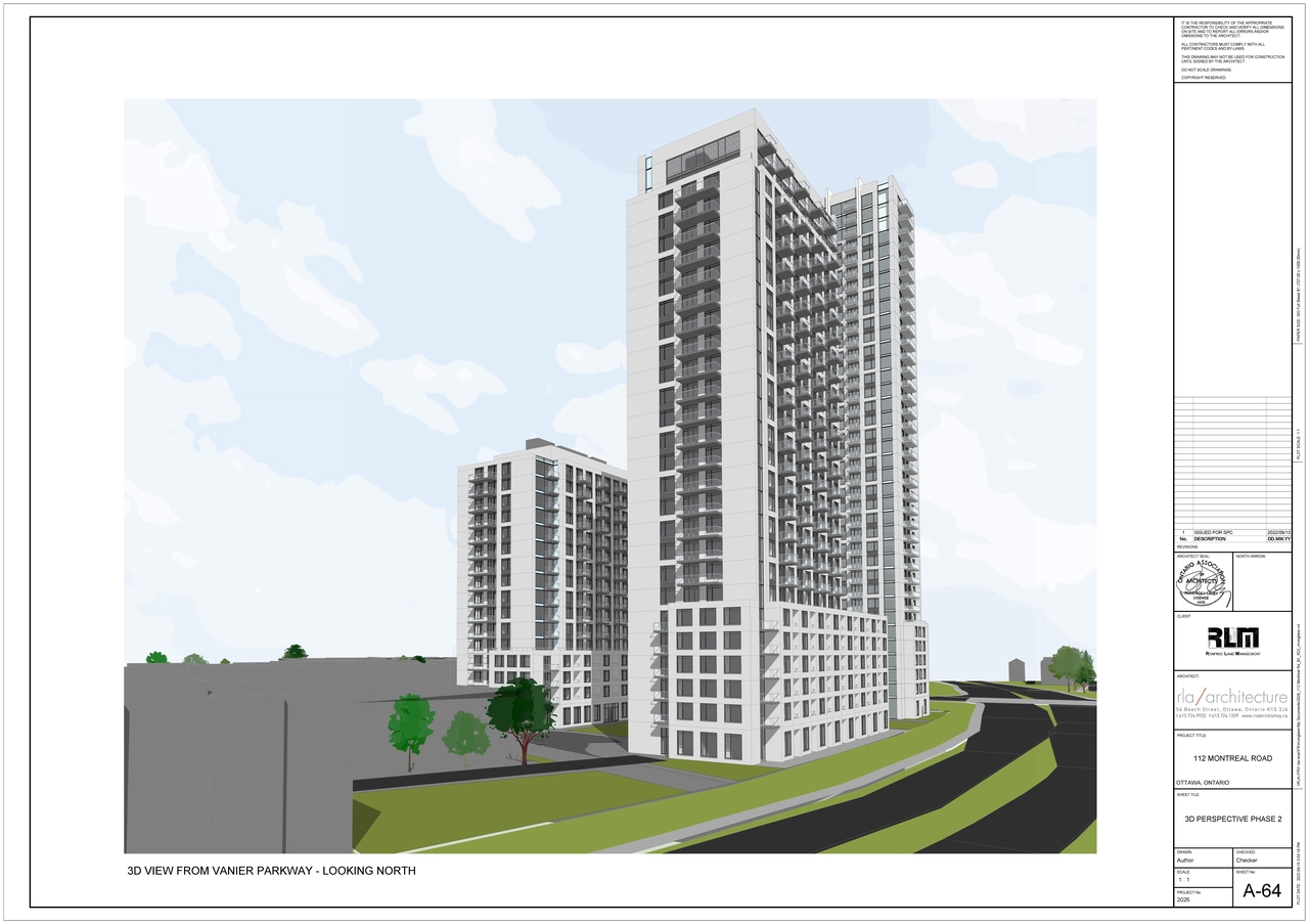 Rendering of building from page 6 of the file '2022-09-19 - Perspectives - Phase 1 and 2 - D07-12-22-0138'