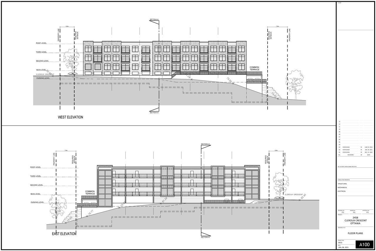 Rendering of building from page 2 of the file '2022-10-11 - Floor Plans Elevations and Sections D07-12-22-0144'