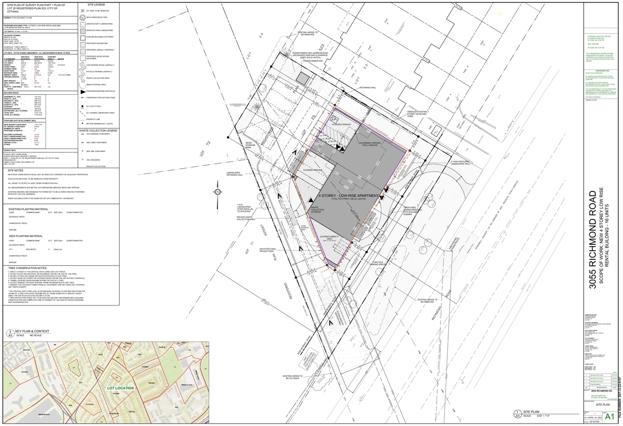Construction site plan for project from page 1 of the file '2023-04-04 - Site Plan, Floor Plans & Elevations -D07-12-22-0147'