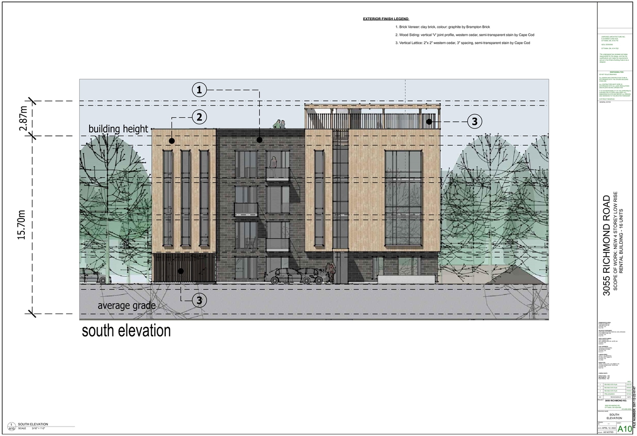 Rendering of building from page 10 of the file '2023-04-04 - Site Plan, Floor Plans & Elevations -D07-12-22-0147'