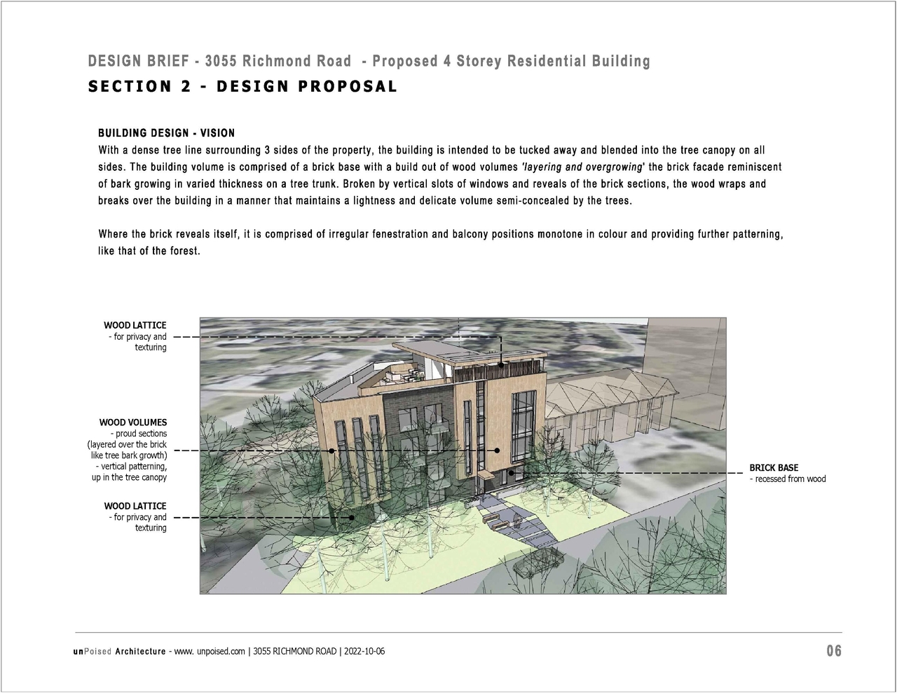 Rendering of building from page 7 of the file '2022-10-12 - Design Brief - D07-12-22-0147'