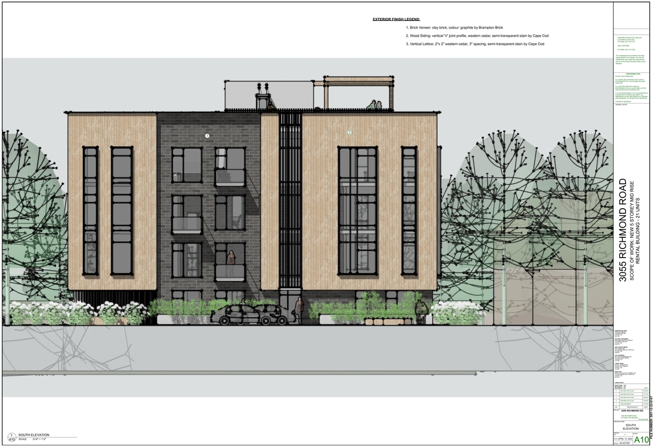 Rendering of building from page 10 of the file '2025-06-19 - Floor Plans and Elevations - D07-12-22-0147'