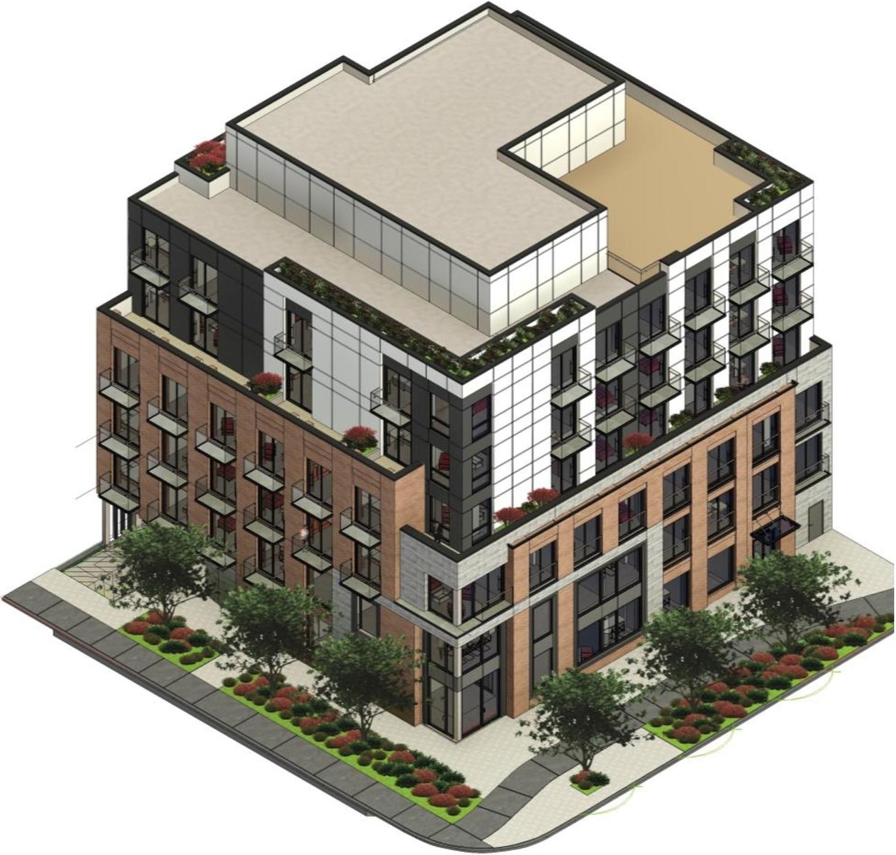 Rendering of building from page 37 of the file '2024-12-23 - Design Brief - D07-12-22-0165'