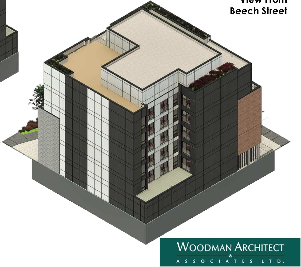 Rendering of building from page 38 of the file '2024-12-23 - Design Brief - D07-12-22-0165'
