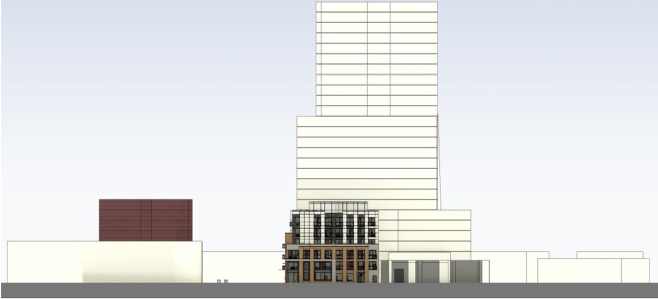 Rendering of building from page 40 of the file '2024-12-23 - Design Brief - D07-12-22-0165'