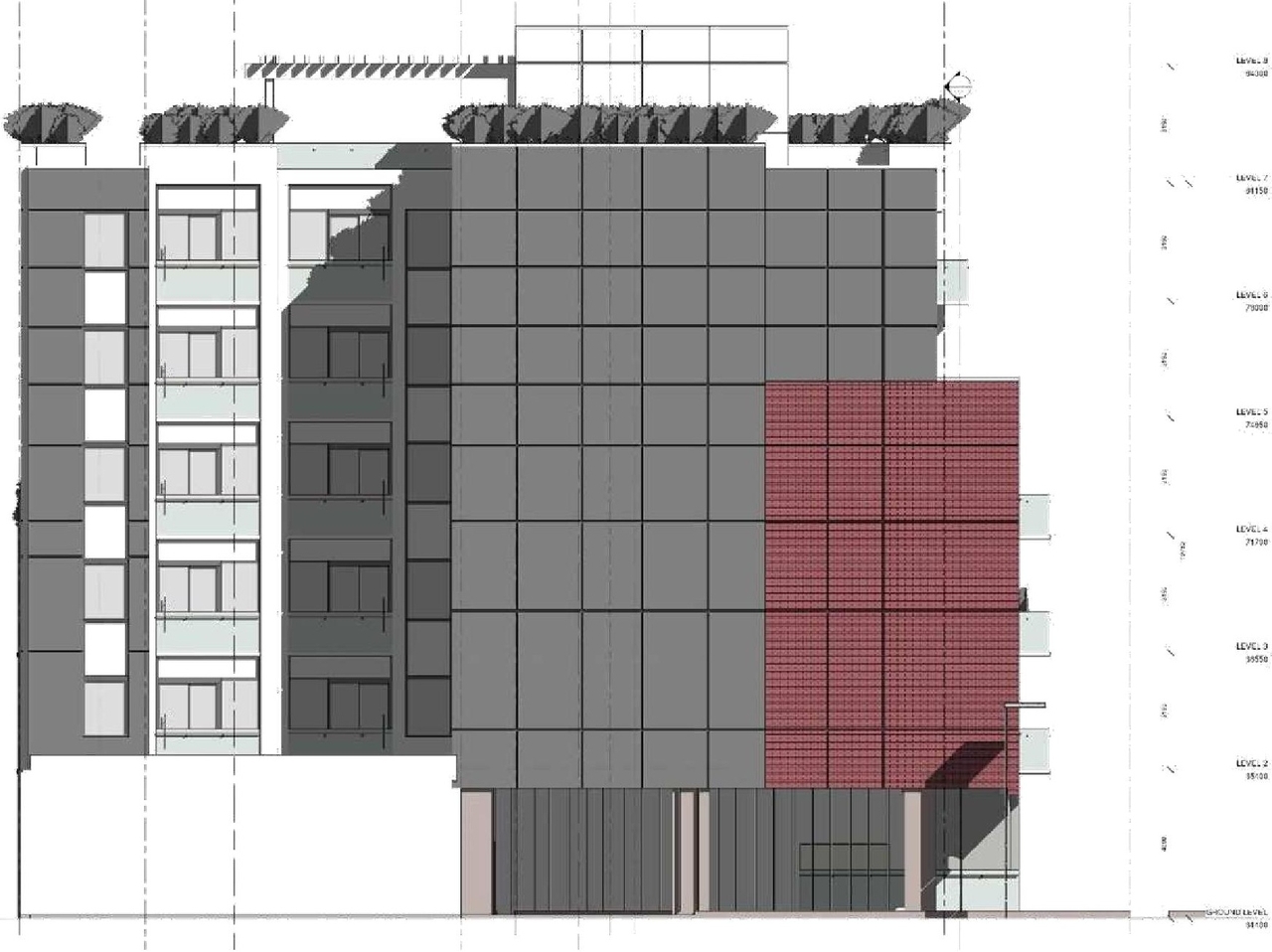 Rendering of building from page 25 of the file '2022-12-02 - Design Brief - D07-12-22-0165'