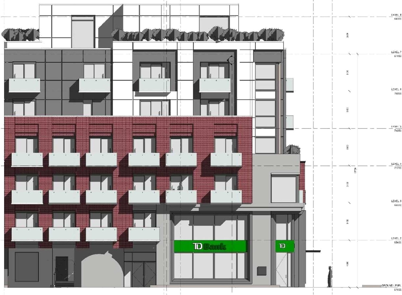 Rendering of building from page 26 of the file '2022-12-02 - Design Brief - D07-12-22-0165'