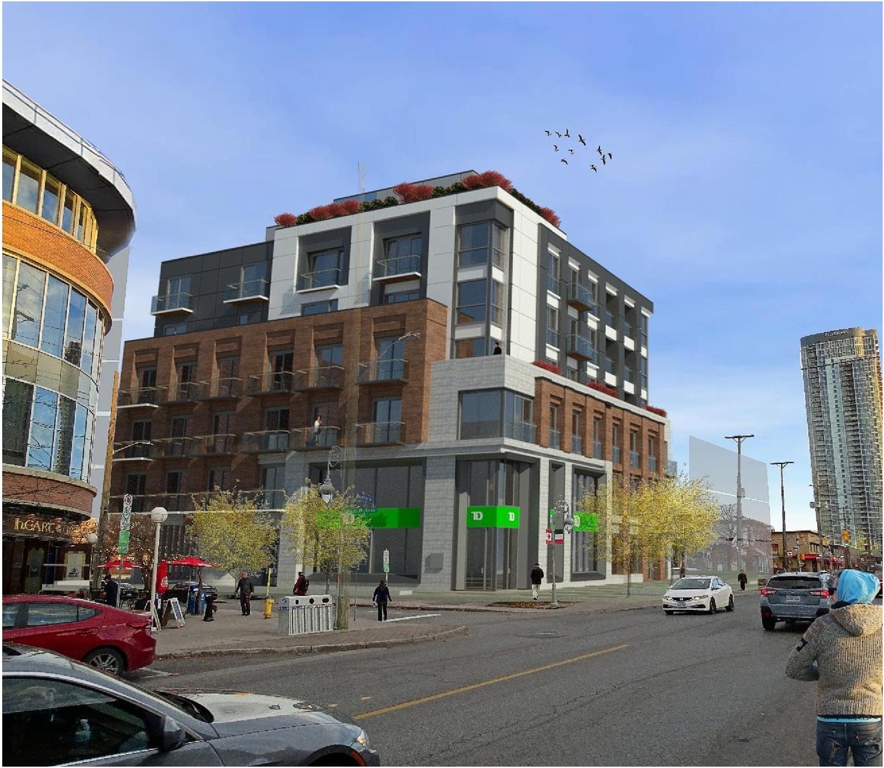 Rendering of building from page 29 of the file '2022-12-02 - Design Brief - D07-12-22-0165'
