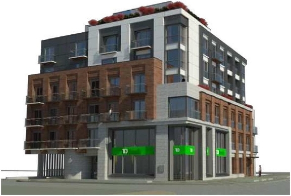 Rendering of building from page 29 of the file '2022-12-02 - Design Brief - D07-12-22-0165'