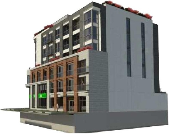 Rendering of building from page 30 of the file '2022-12-02 - Design Brief - D07-12-22-0165'