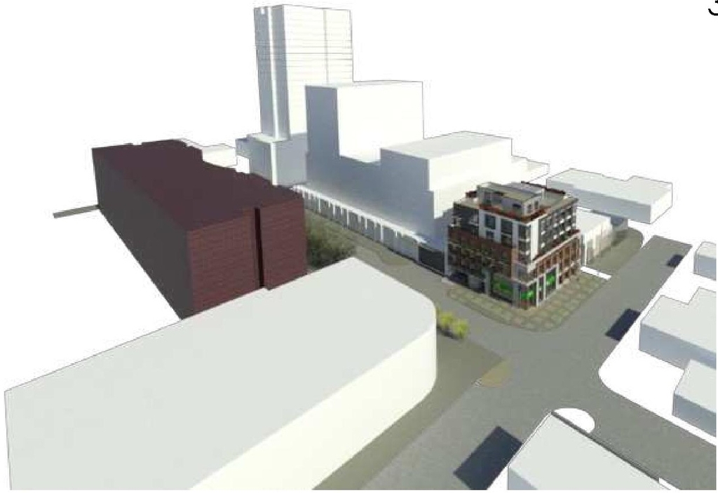 Rendering of building from page 31 of the file '2022-12-02 - Design Brief - D07-12-22-0165'