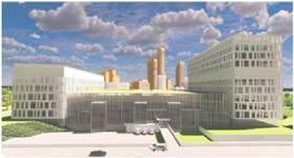 Rendering of building from page 39 of the file '2023-04-17 - Design Brief - D07-12-22-0168'
