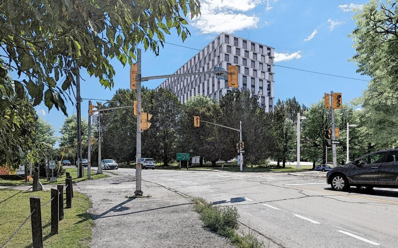 Rendering of building from page 72 of the file '2023-04-17 - Design Brief - D07-12-22-0168'