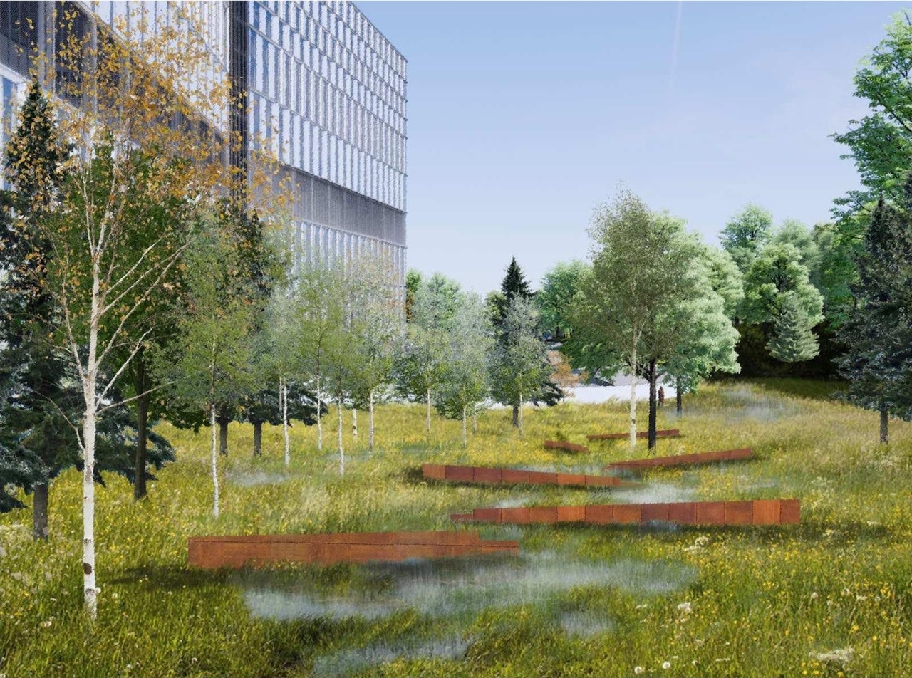 Rendering of building from page 84 of the file '2023-04-17 - Design Brief - D07-12-22-0168'