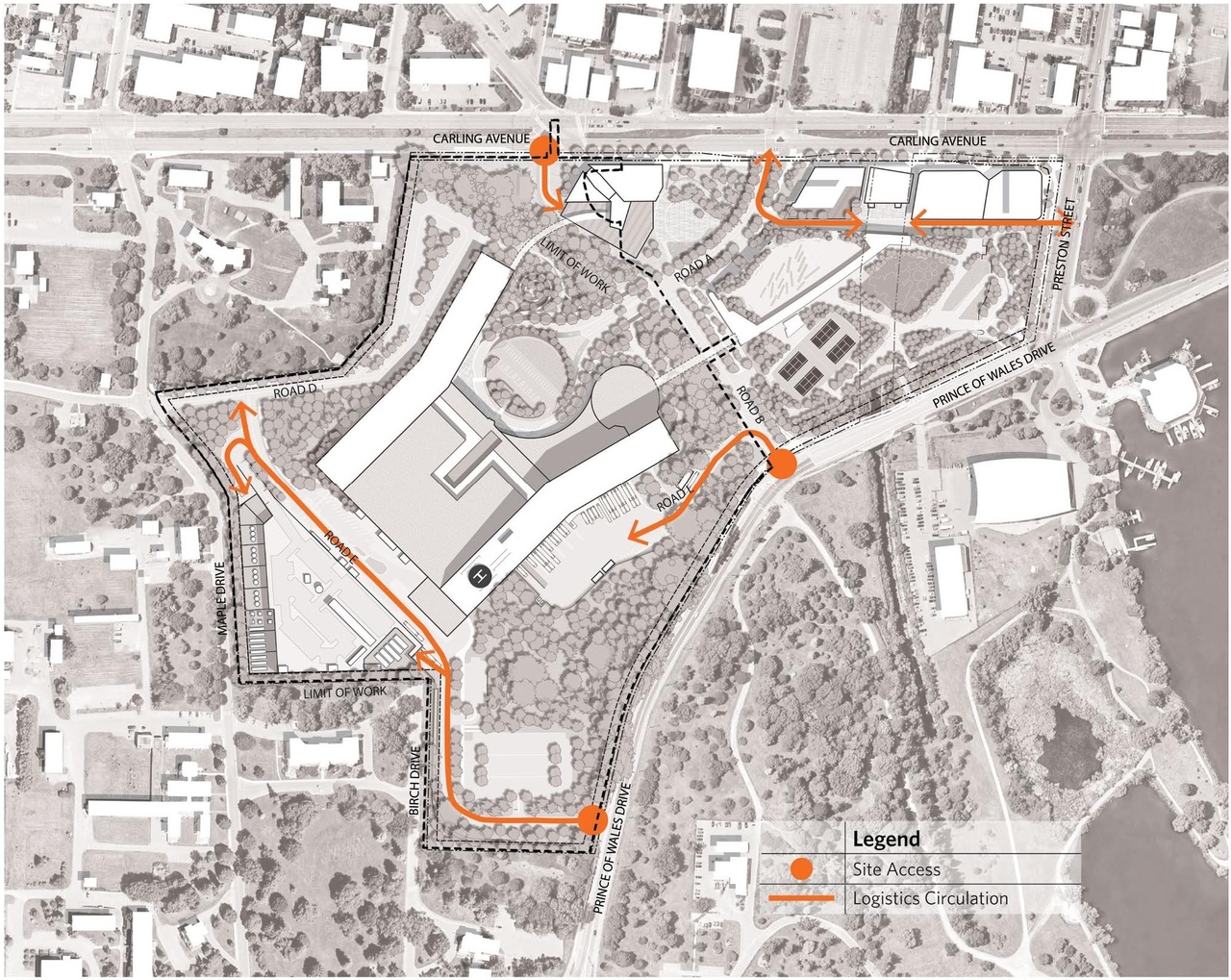Construction site plan for project from page 63 of the file '2022-12-07 - Design Brief - D07-12-22-0168'