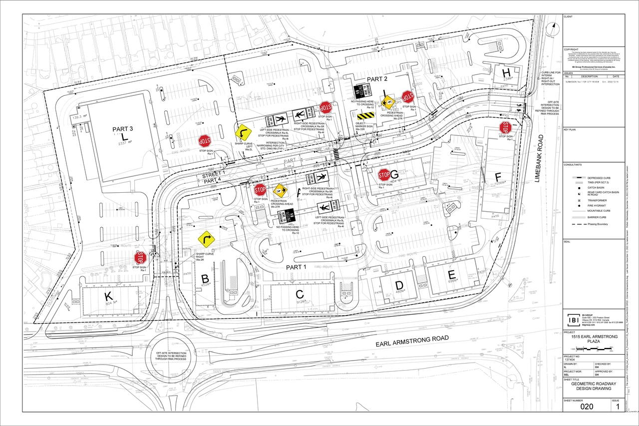 Construction site plan for project from page 2 of the file '2022-12-21 - Geometric Roadway Design Drawing - D07-12-22-0169'