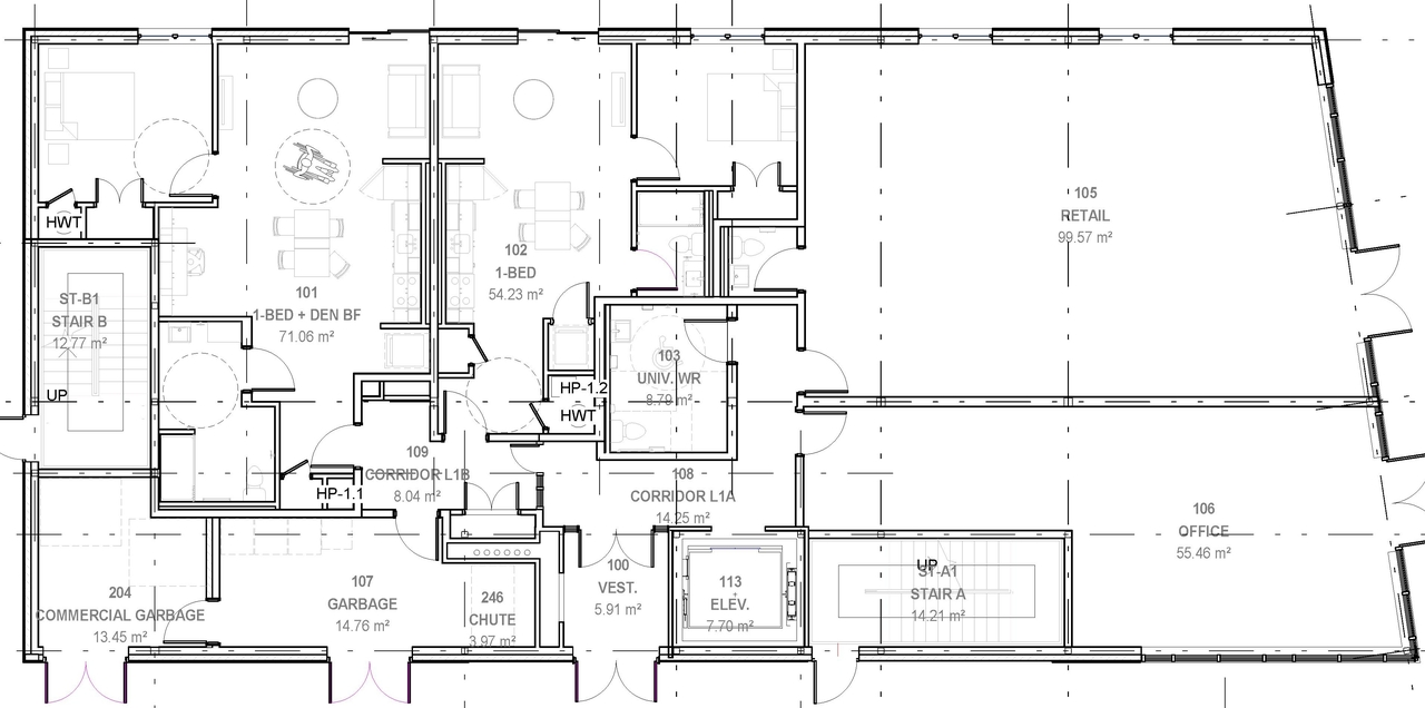 Construction site plan for project from page 1 of the file '2023-07-19 - Floor Plans - D07-12-22-0182'