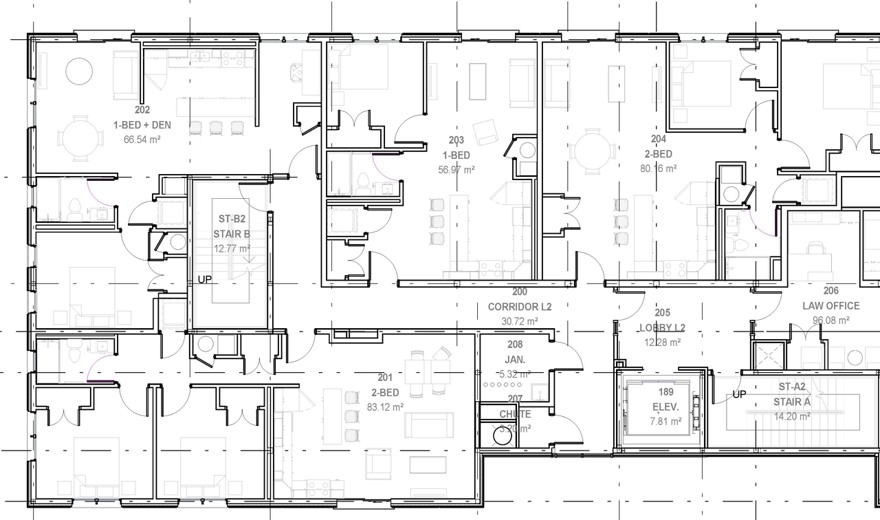 Construction site plan for project from page 2 of the file '2023-07-13 - Floor Plans - D07-12-22-0182'