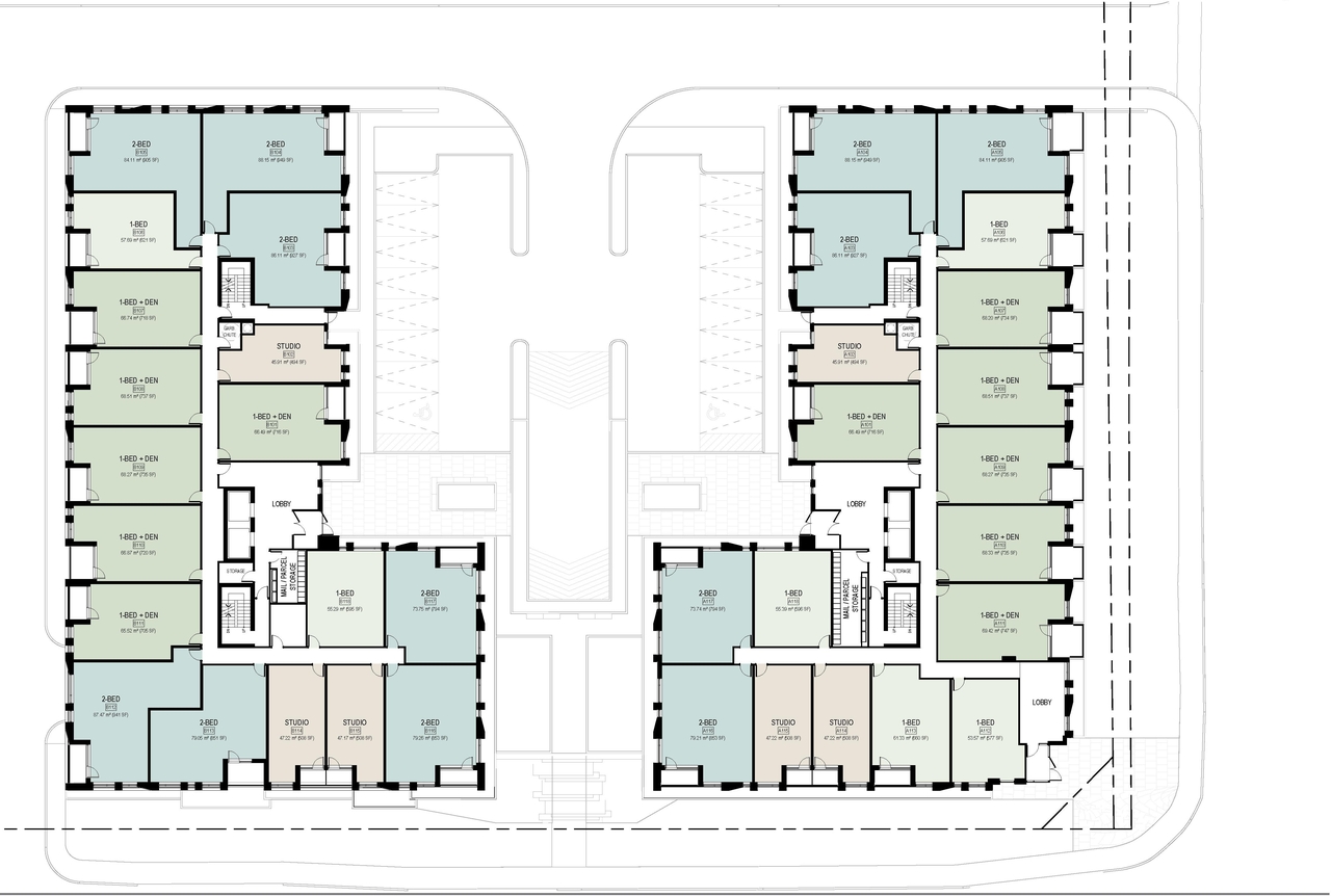 Floor plan for project from page 24 of the file '2025-04-11 - Urban Design Brief - D07-12-22-0185'