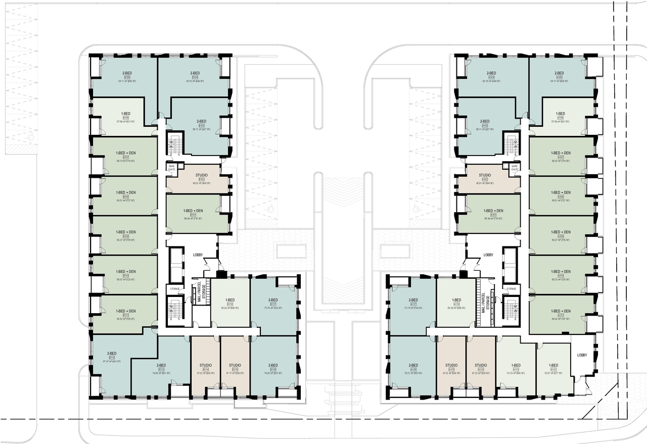 Floor plan for project from page 24 of the file '2025-04-11 - Urban Design Brief - D07-12-22-0185'