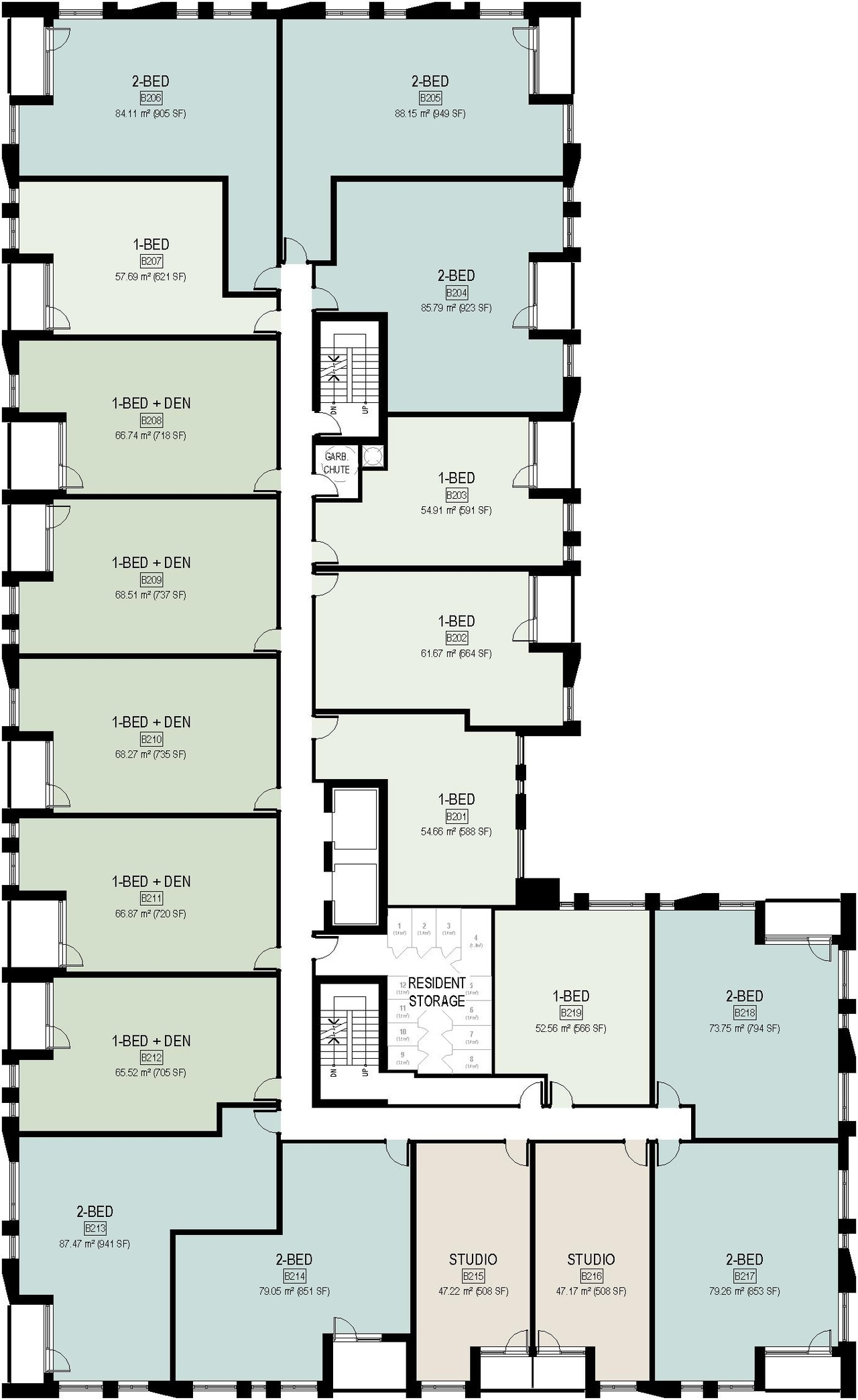 Floor plan for project from page 25 of the file '2025-04-11 - Urban Design Brief - D07-12-22-0185'
