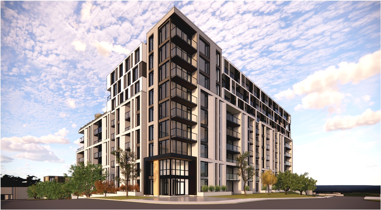 Rendering of building from page 4 of the file '2022-12-23 - Design Brief - D07-12-22-0185'