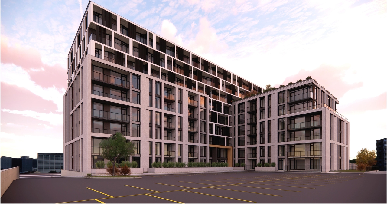 Rendering of building from page 6 of the file '2022-12-23 - Design Brief - D07-12-22-0185'