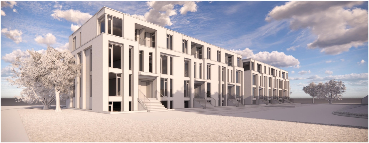 Rendering of building from page 10 of the file '2022-12-23 - Design Brief - D07-12-22-0185'