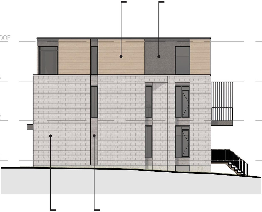 Rendering of building from page 18 of the file '2022-12-23 - Design Brief - D07-12-22-0185'