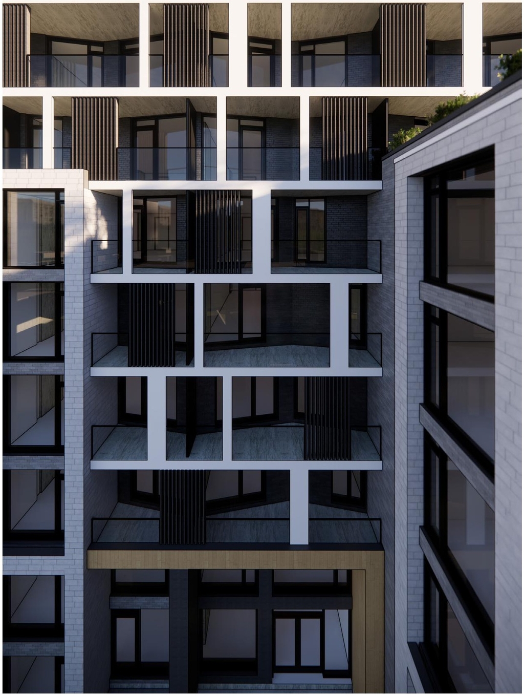 Rendering of building from page 19 of the file '2022-12-23 - Design Brief - D07-12-22-0185'