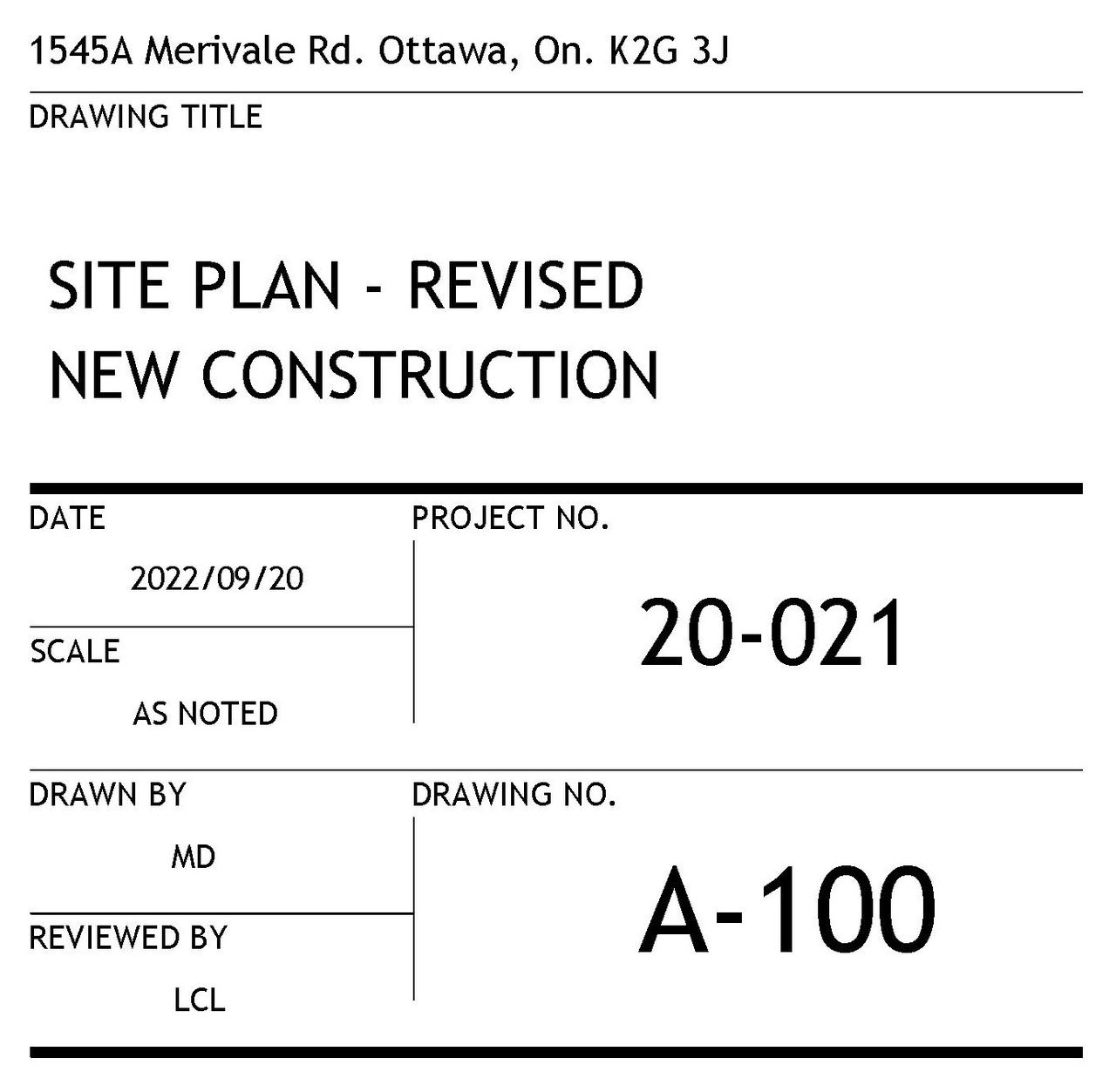 Construction site plan for project from page 1 of the file '05-19-2023 - Revised Site Plan Floor Plans Elevations - D07-12-22-0190'