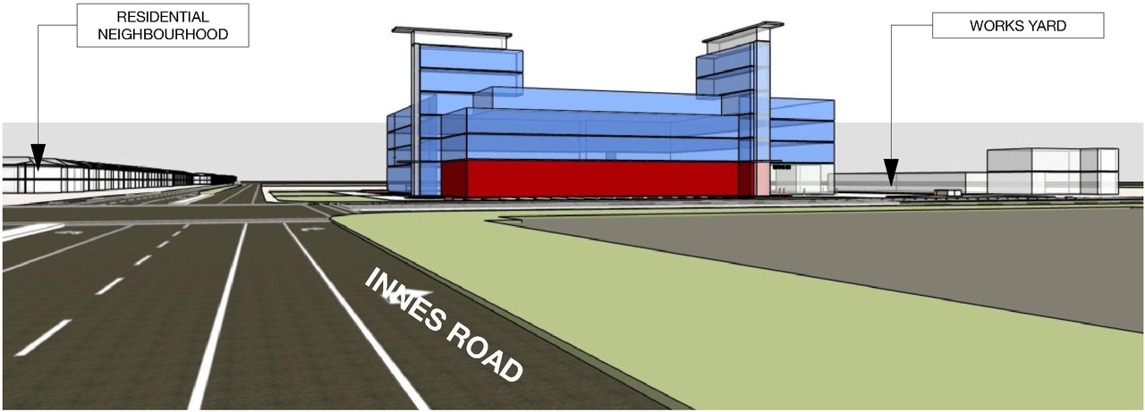 Rendering of building from page 4 of the file '2023-01-03 - Views and Section - D07-12-23-0001'