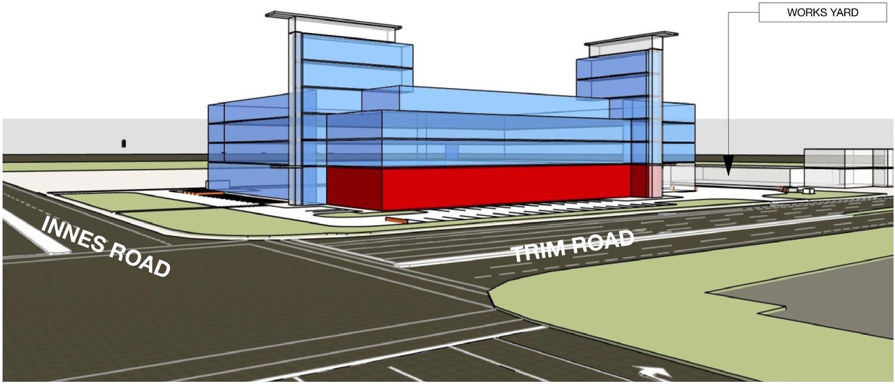 Rendering of building from page 5 of the file '2023-01-03 - Views and Section - D07-12-23-0001'