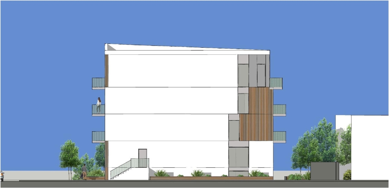 Rendering of building from page 10 of the file '2023-01-30 - Design Brief - D07-12-23-0006'