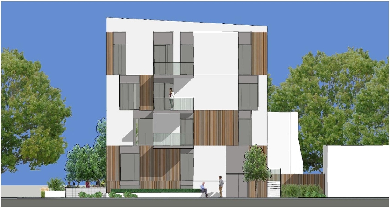 Rendering of building from page 11 of the file '2023-01-30 - Design Brief - D07-12-23-0006'