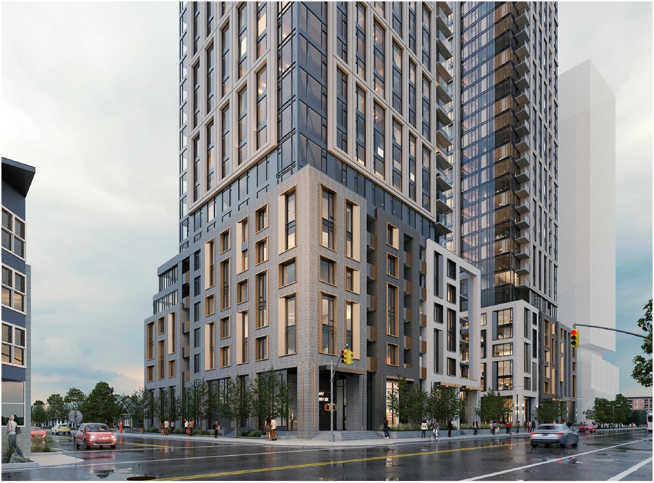 Rendering of building from page 10 of the file '2024-04-17 - Design Brief - D07-12-23-0019'