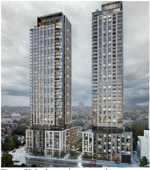 Rendering of building from page 22 of the file '2024-04-17 - Design Brief - D07-12-23-0019'