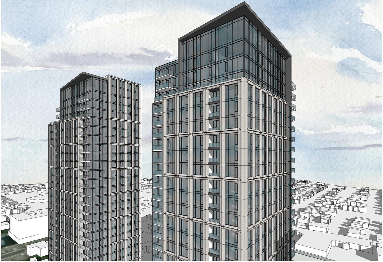 Rendering of building from page 10 of the file '2023-03-31 - Design Brief - D07-12-23-0019'