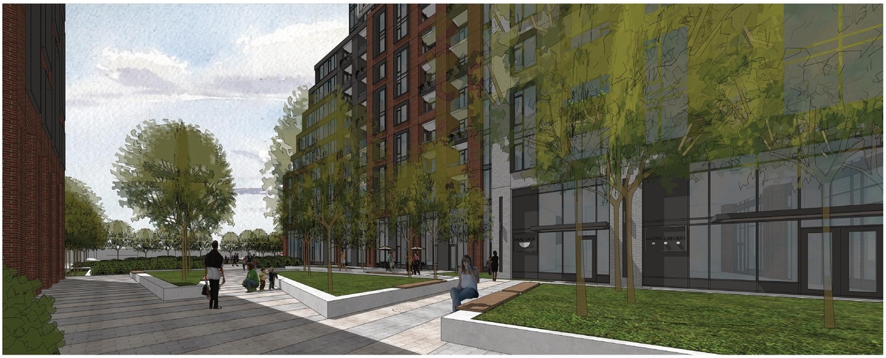 Rendering of building from page 12 of the file '2023-03-31 - Design Brief - D07-12-23-0019'