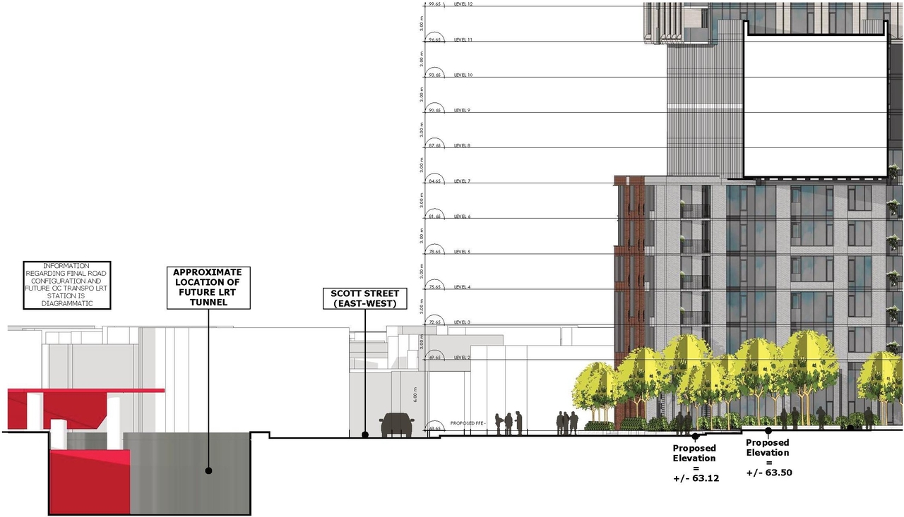 Rendering of building from page 13 of the file '2023-03-31 - Design Brief - D07-12-23-0019'